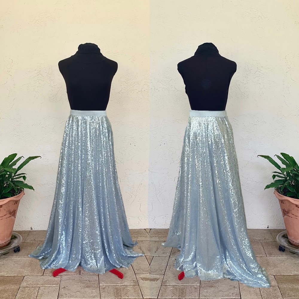 Ladies Silver Sequin Ball Gown Skirt